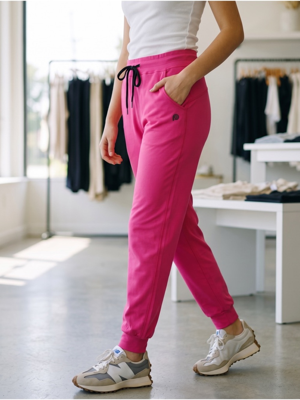 PopFit Pink Jogger Leggings XS New With Tags High Rise Pockets Stretch